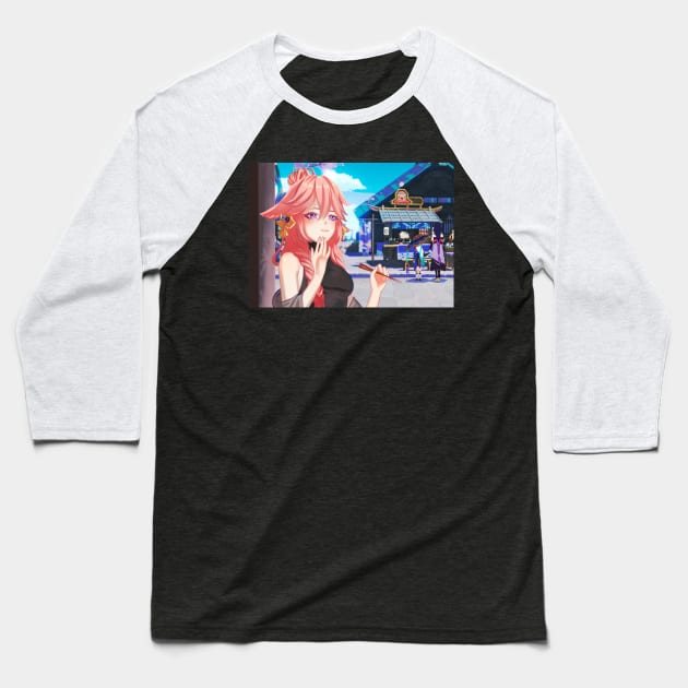 Yae miko  - Genshin Impact Baseball T-Shirt by SosiCreatesArt